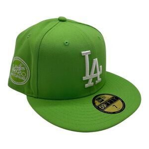 New Era 59Fifty Los Angeles Dodgers Hat Cap Size 7 Lime Green 1980 All Star Game